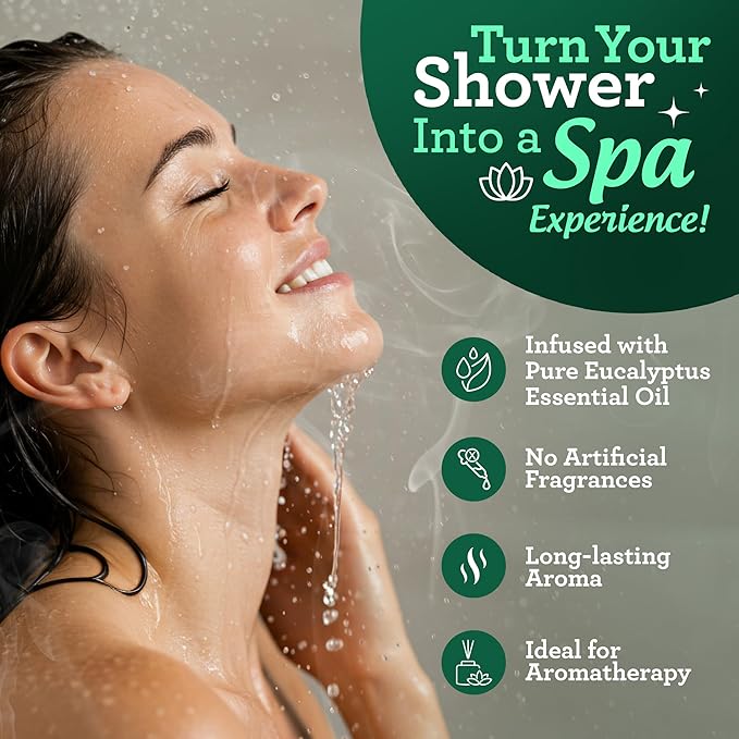 GuruNanda Eucalyptus Vapor Shower Tablets, Clean-Dissolving Aromatherapy Shower Steamers with Eucalyptus & Menthol, Promotes Relaxation, Ideal for Gifting, 10 Count