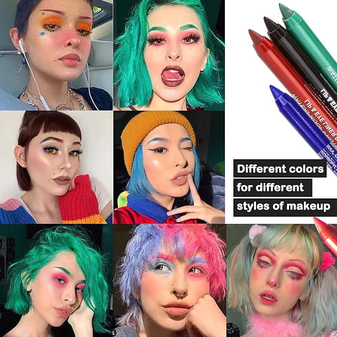 ADIMANIS 9PCS Colored Eyeliners Pen Set, Colored Eyeliner Pencils Pearl Eyeliner Kit Glitter Eye Liners for Women, Eye Shadow Pencil, Lip Liner, Professional Eye Makeup Set for Cosplay