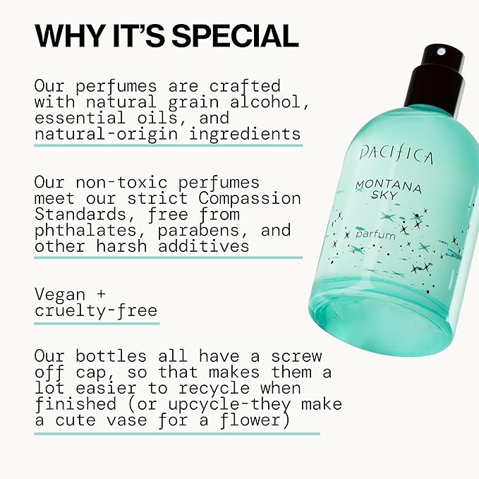 Pacifica Montana Sky Spray Perfume – Clean Vegan Fragrance for Women with Cedarwood & Sage – Grounding Earthy Woodsy Scent w/Cedarwood, Black Pepper, Sage, Cruelty-Free & Long-Lasting, 2 fl oz