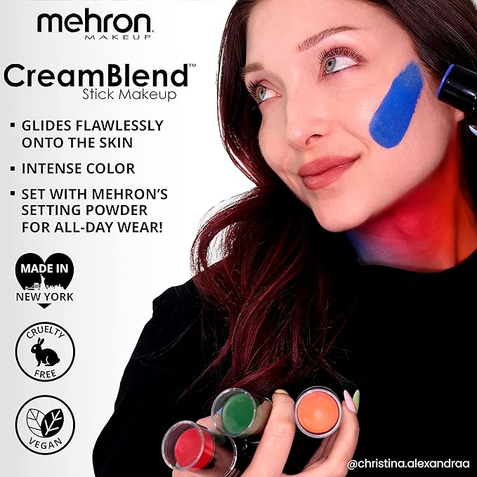 Mehron Makeup CreamBlend Stick | Face Paint, Body Paint, & Foundation Cream Makeup | Perfect for Halloween .75 oz (21 g) (Blue)