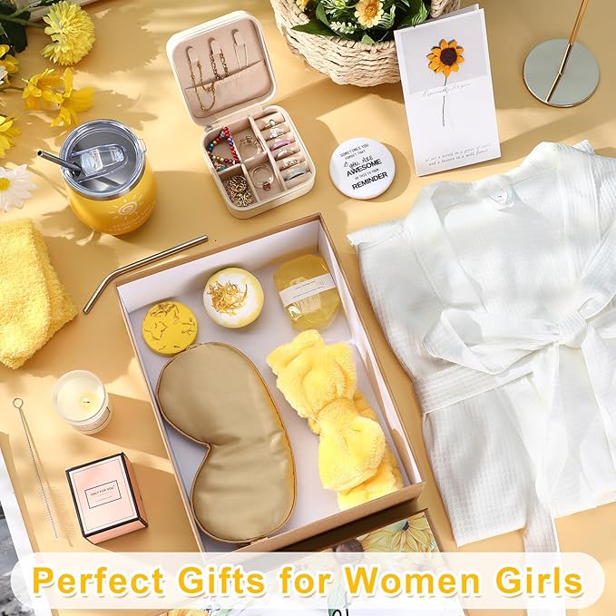 Nuogo 13 Pcs Birthday Gifts for Women Mothers Day Gifts Spa Basket Set for Women Mirrors Socks Steamers Jewelry Case Bath Robe Mom nurse Girlfriend Wife