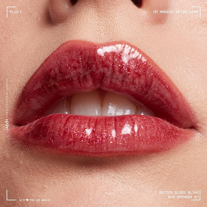 NYX PROFESSIONAL MAKEUP Butter Gloss Bling Lip Gloss, Non Sticky and Shiny Vegan Lip Makeup - Big Spender