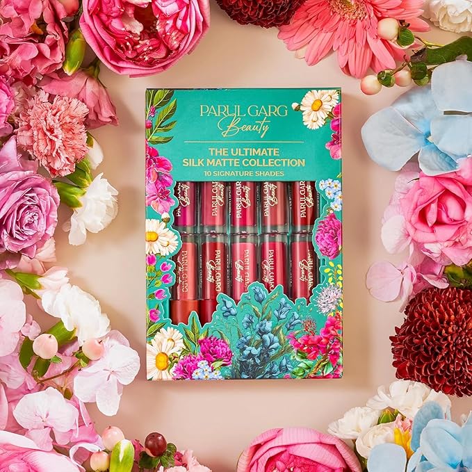 Parul Garg Beauty Ultimate 10-in-1 Mini Silk Matte Liquid Lipstick Set | Multicolor Lipsticks for Indian Skin Tone | Long-Lasting, Transfer-Proof | Perfect for Gifting, Weddings | Travel Pack of 10