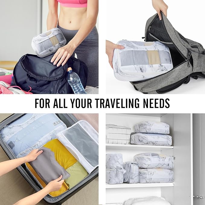 Veken 8 Set Packing Cubes for Travel Essentials, Suitcase Organizer Bags in 4 Sizes, Carry-On Luggage Accessories with Large Laundry & Hanging Toiletry Bag, Must-Have for Airplane, Road Trip & Camping