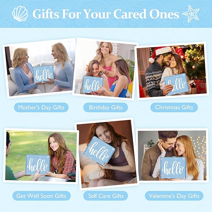 Birthday Gifts for Women, Ocean-Themed Gift Set for Women, Inspirational Thank You Gift Box, Christmas Gifts Beach Spa Self Care Basket for Her Teen Girl Sister Friend Friendship Mom