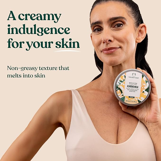 The Body Shop Almond Milk Collection Gift Set - 4 Piece Set, Shower Cream, Body Butter, Bar Soap, Hand Balm, Vegan