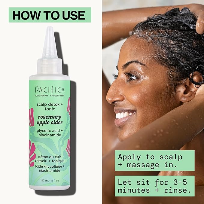 Pacifica Scalp Detox Tonic – Rosemary Apple Cider Scalp Exfoliator, Apple Cider Vinger Hair Rinse w/ Salicylic Acid for Clarifying Build Up, Vegan Treatment and Pre Shampoo Cleanser - 5 oz