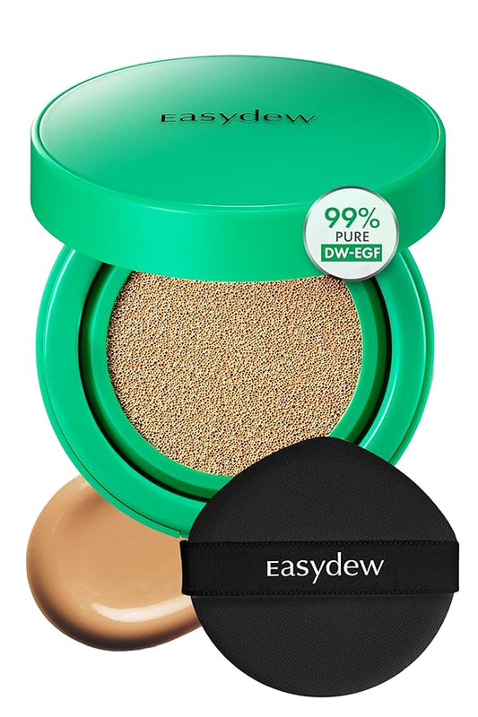 Easydew Mela B Toning Ampoule Cushion - 3-in-1 Age-Defying Sun Shield Full Coverage Cushion Foundation with Niacinamide & Hyaluron-Vital C - Face Makeup Korean Skin Care 0.45 oz (#27 Golden)