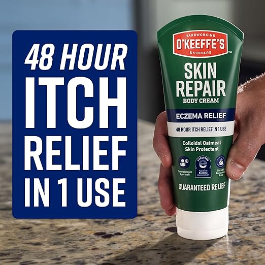 O’Keeffe’s Skin Repair Eczema Relief Body Cream, 7oz Tube (Pack of 1) – 48 Hour Itch Relief in One Use