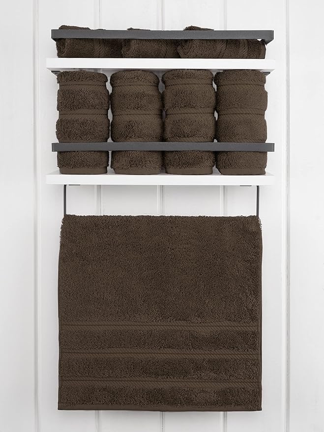 American Soft Linen Luxury Hand Towels for Bathroom, 600 GSM 100% Cotton Turkish 4 Piece Hand Towel Set, 600 GSM Hand Face Towels for Kitchen, Brown Hand Towels