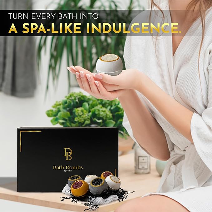 Bath Bombs, 6PC Luxury Gift Set, Girls Gifts, Mothers day Surprise, Valentines Day, Relaxing Kit, Bath Bombs for Women, Organic, Non Toxic, for Sensitive Skin, Natural, Lavender, Essential Oils & Salt