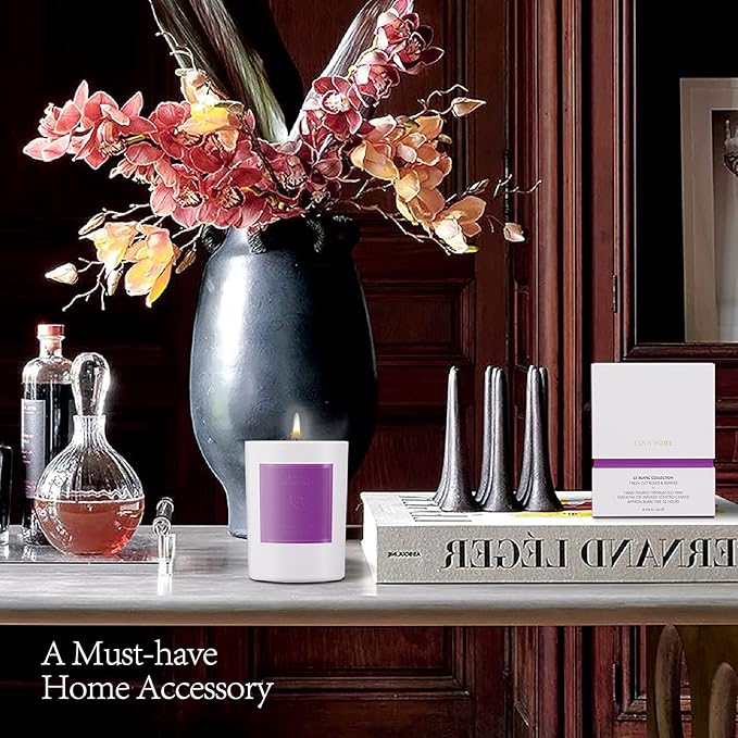 Aromatherapy Scented Candle Natural Soy Wax Roses and Berries Scented Essential Oil Lavender Candle 50 hr Long Burning for Relaxation Holiday Candle Gift for Christmas Anniversary for Her