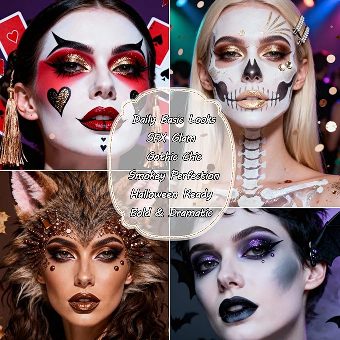 Erinde Warm Neutral Smokey Eyeshadow Palette, 15 Colors Matte Shimmer Metallic, Brown Terracotta Champagne Black White Red, High-Pigment Blendable Eye Shadow for Daily Wear, Parties & Halloween