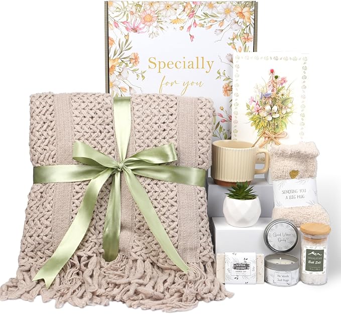Get Well Gifts for Women - Feel Better Gift Baskets for Women After Surgery, Cancer Care Gifts for Friend, Sick Chemo Care Package, Encouraging Thinking of You Wellness Box For Her, Hug in A Box Gift