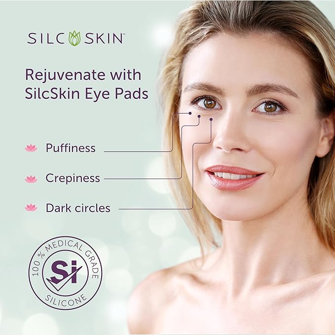 SilcSkin Silicone Eye Pads - Reusable Overnight Eye Patches, Medical-grade Silicone for Fine Lines, Crepey Skin, and Puffiness - 120 Day Supply