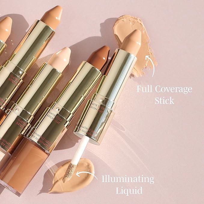 Wander Beauty Dualist Matte and Illuminating Concealer Makeup - Ebony - Dual-Ended Matte Concealer Stick + Liquid Concealer - Full Coverage Concealer Brightens & Hydrates Under Eyes - 0.28 fl oz