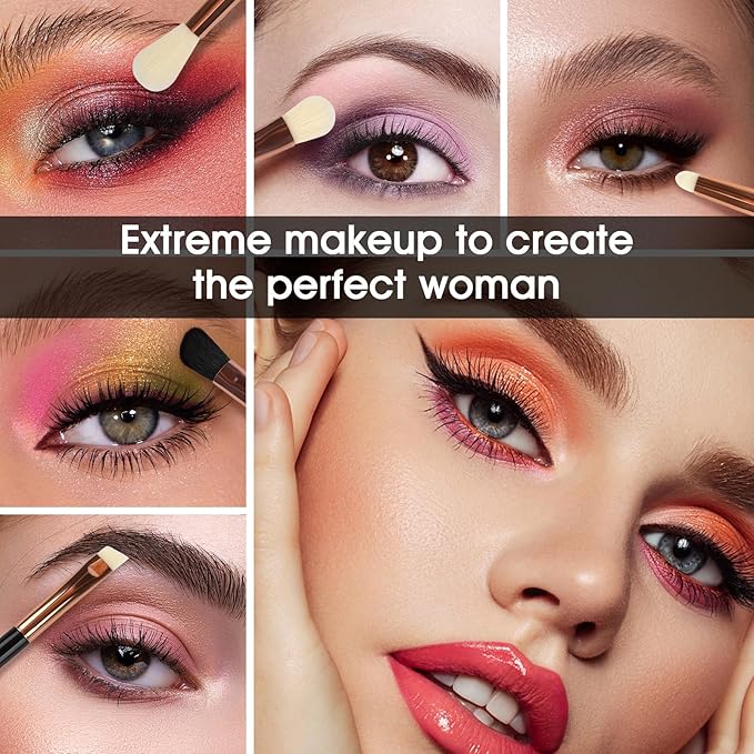 Eye Makeup Brush Set, 6Pcs Professional Soft Make Up Brushes Tools，for Blending Eyeshadow Concealer Eyebrows Eyeliner（Black-YA01）