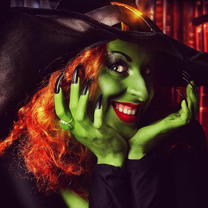 Halloween Witch Makeup, Complete Green Witch Make Up Kit SFX Character Set with Face Paint, Scar Wax for Special Effects Costume Makeup, Dress-Up Cosplay Party, Stage & Theater