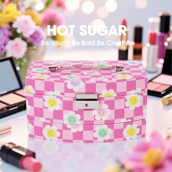 Hot Sugar Girls Makeup Kit for Birthday Gift, Christmas Makeup Set for Teens 10 12 13 16 Includes Real Cosmetics and Makeup Tools (Floral)