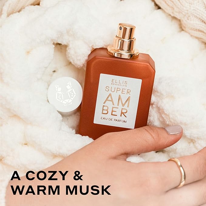 Ellis Brooklyn SUPER AMBER Eau de Parfum, Travel Spray, Warm Amber Perfume for Women, Gourmand, Vegan & Allergen-Free Fragrance with Vanilla Orchid, Cedarwood & Musk, 10ml / 0.33 Fl Oz