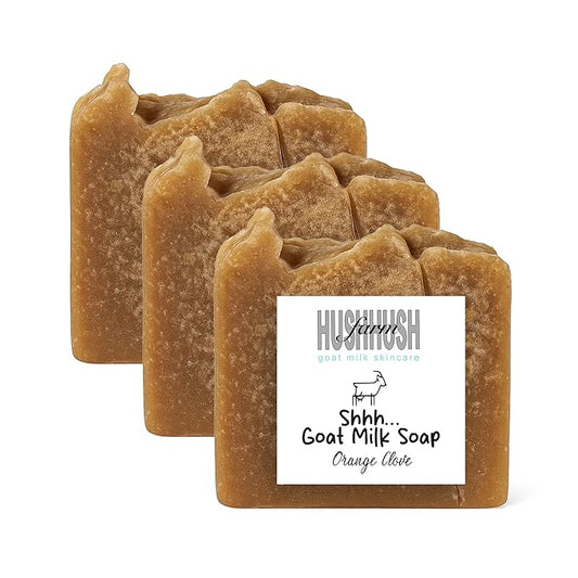 Organic Goat Milk Soap Bar for Face & Body | Handmade with Goat Milk Soap Bar for Sensitive Skin, Essential Oils | Moisturizing Vitamin-Rich Skincare -Orange Clove 3 Pack