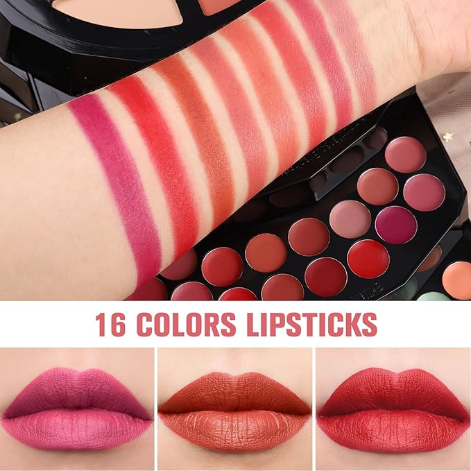 110 Colors Makeup Kit for Women Girl Full Kit Gift Set with Mirror All in One Make up Palette Included Eyeshadow Glitter Lipstick Concealer Eyeliner Eyebrow Highlighter Contour Blusher Compact PowderN