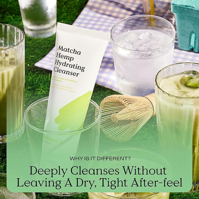 KraveBeauty Matcha Hemp Hydrating Cleanser Duo, Non Stripping Daily Face Wash, Supports Skin Barrier Enriched With Hemp Seed Oil, Suitable For Dry, Sensitive Skin, Vegan & Cruelty Free, 4.05 fl oz x2