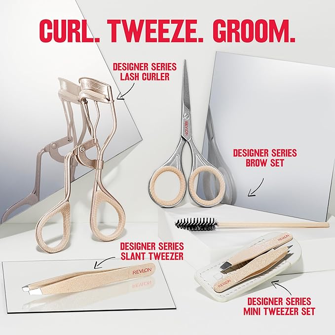 Revlon Designer Series Brow Set, Trimming and Shaping Eyebrow Kit with Scissors and Spoolie Brush, Easy to Use at Home or on The Go, 1 Count