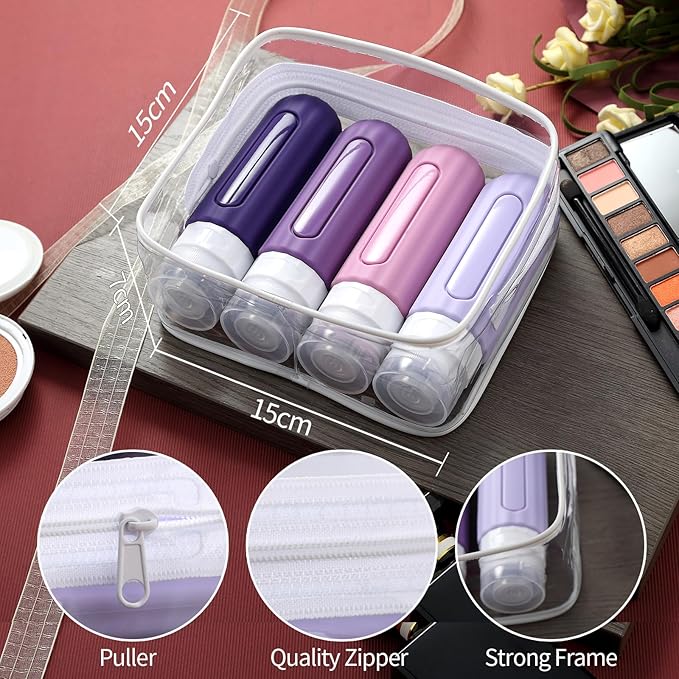 16 Pack Travel Bottles Set for Toiletries, Leakproof Travel Containers for Toiletries TSA Approved Silicone Travel Accessories Squeezable Refillable 3oz for Shampoo Conditioner Lotion