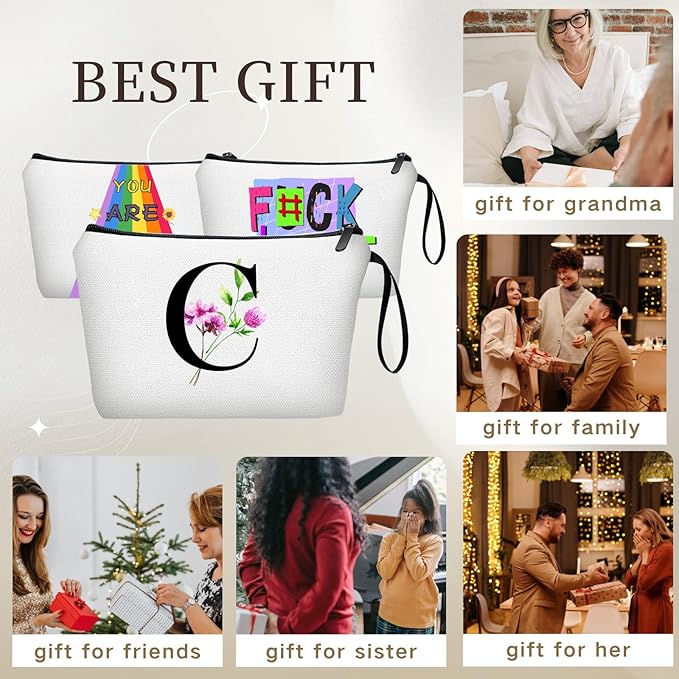 SEAMOON Happy Birthday Friendship Womens Bridesmaid Coolest Gifts for Sister Teacher Coworkers Personalized Travel Makeup Cosmetic Bag with Mirror Valentines Mothers Day Christmas Graduation C