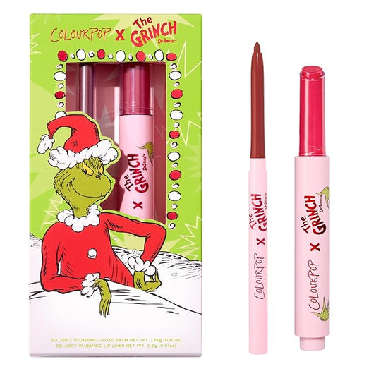 ColourPop x The Grinch Berry Grinchy Lip Makeup Kit - Limited Edition Lip Liner & Plumping Gloss Duo- Visibly Plumps Lips & Delivers Buildable Color (2 Count)