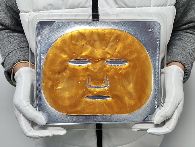 Gold Gel Collagen Facial Masks Sheet Patch 5PCS, for Skincare Moisturising, Collagen Real Deep Mask, Hydrating Overnight Hydrogel Mask for Dark Spots, Dull Skin, Skincare Facial Mask