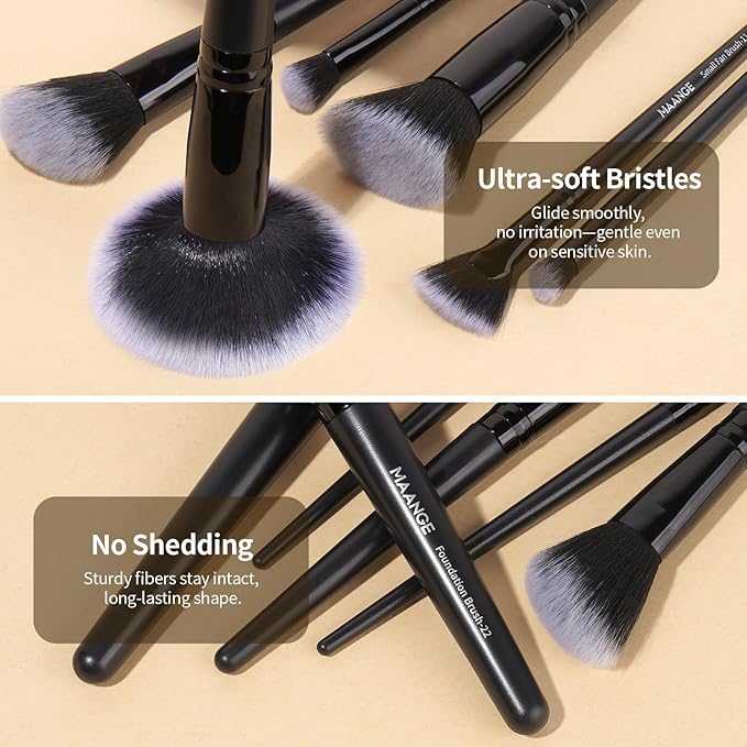 MAANGE Makeup Brush Set 51 PCS Professional Makeup Brushes for Foundation Powder Concealers Eye shadows Blending Blush Travel Make up Brush Kit (Black)