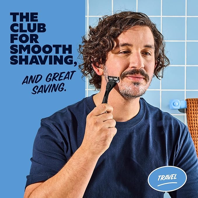 Dollar Shave Club | Travel Shave Set | 4 Extra Close Refill Cartridges, 1 Handle, 1 Razor Cover