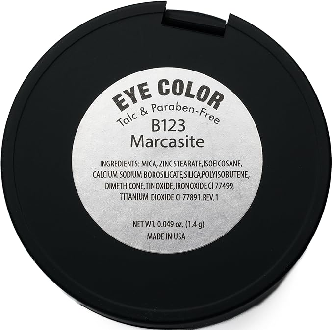 Marcasite Shimmering Glitter Black Onyx Chrome Dark Grey Pressed Powder Single Vegan Eyeshadow; Talc, Paraben & Cruelty Free