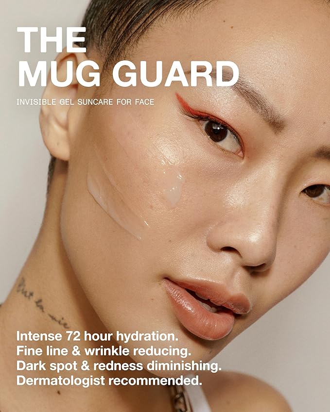 The Mug Guard Gel Sunscreen for Face - Reef Safe, Water-Resistant & Lightweight Sunscreen w/ 72 Hour Hydration - Anti-Aging, Non-Greasy Sunblock Lotion - Fragrance-Free SPF 30 Sun Lotion (2.4 Fl Oz)