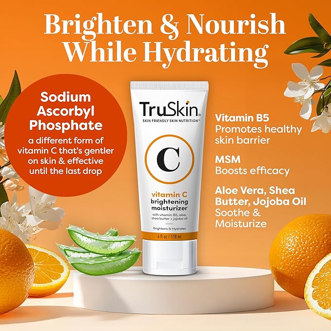 TruSkin Vitamin C Cream for Face – Brightening Moisturizer, Anti Aging, Hydrating, Skin Wrinkle Cream – Vitamin B5, Vitamin E, Jojoba Oil, Aloe Vera & Green Tea, 2 Fl Oz