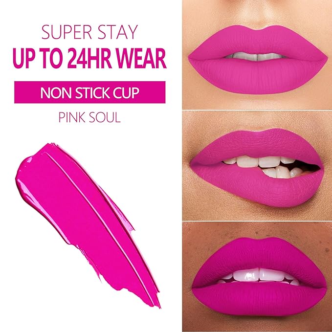 MAKI YIKA Hot Pink Lipstick for Women Color Stay Long Lasting Lipsticks, No Smudge Matte Liquid Lipstick Transferproof Cruelty-Free Lip Color |Pink Soul