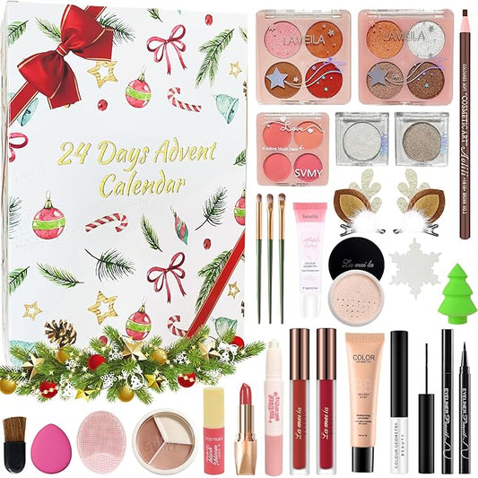 Makeup Advent Calendar 2025, 24 Days Christmas Makeup Gift Set for Women & Teens, Makeup Set Christmas Countdown Calendar, Make up Set for Girls, Holiday Surprise Make Up Kit for Women Full Kit