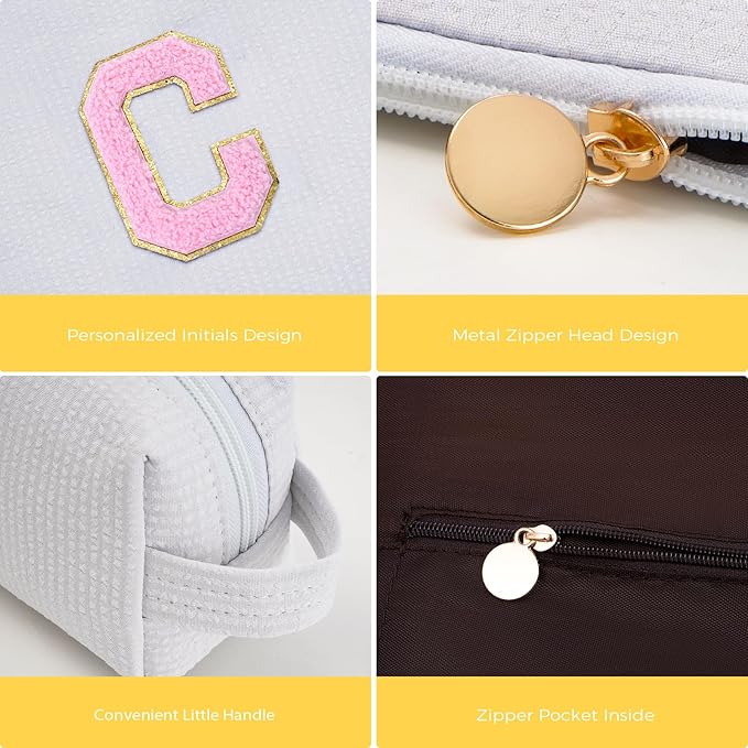 Customized Mothers Day Gifts - Birthday Gift for Mom,Gifts From Daughter,Mother in Law Gifts,Mama Gift Idea,Makeup Bag Set Cosmetic Bag - White,C