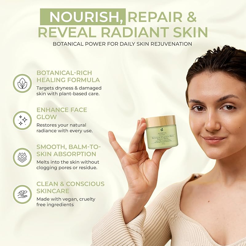 Botanical woman’s skin repair balm – Anti-Aging Moisturizer for Face, Body, Neck & Décolleté – Soothes Redness, Dryness, Itchy Skin – Calendula, Chamomile, Ginseng – 2oz Unscented