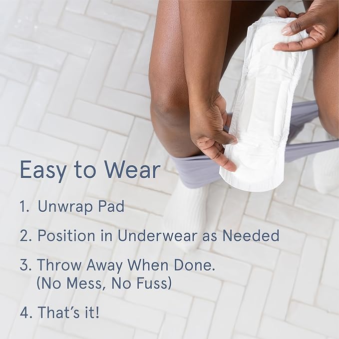 LOLA Organic Cotton Postpartum Pads - 32 Count, Ultra Absorbent and Extra Long Pads, Overnight and Full Coverage, Adult Incontinence Pad for Women, Postpartum Essentials