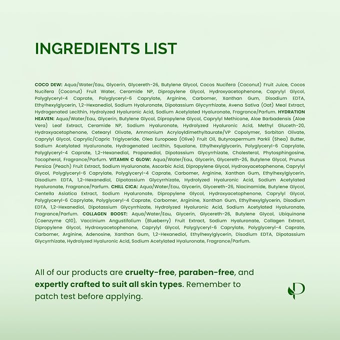 PLANTIFIQUE Superfood Facial Sheet Mask Variety Box 10 Pack – 2x Coconut, Aloe, Vitamin C, Centella & Collagen Face Masks – Hydrating & Glow-Enhancing – For All Skin Types