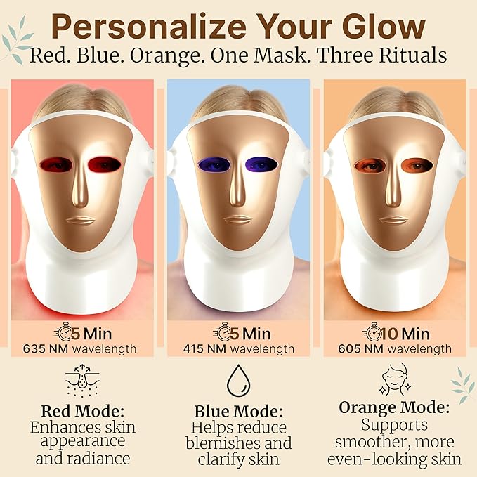 Red Light Mask for Face & Neck – Lightweight LED Face Mask 1.2 lbs with Eye Holes, Adjustable Straps, and Advanced LED Technology Red Light Face Mask