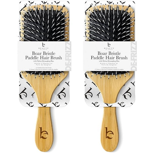 Beauty by Earth Boar Bristle Brush - Premium Paddle Brush for Fine, Thick, and Thinning Hair for Men and Women