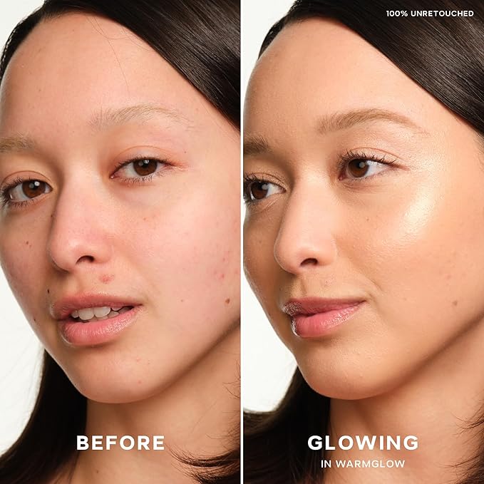 Saie Mini Glowy Super Gel - Hydrating Makeup Primer and Illuminating Glow Serum Enriched with Vitamin C and Squalane Oil - All-Over Liquid Highlighter Makeup for Instant Glass Skin - Warmglow (0.5 oz)