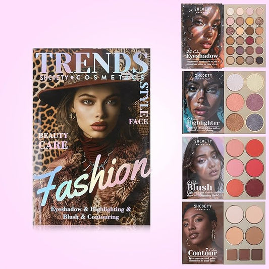 4-Layer Multi - Functional Beauty Book Kit- Style Makeup Palette Ingeniously Combines Eyeshadows, Blushes, Highlighters, Contour Powders In One,Best Choice for A Gift for Women (SH2511B)