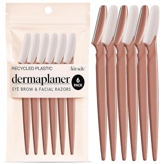 Kitsch Dermaplane Razor for Women Face – Face Razors for Women & Men, Eyebrow Trimmer & Face Shaver – Exfoliating Facial Razor & Skin Care Tool for Smoother Skin - Terracotta, 6 pcs