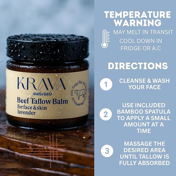 Beef Tallow for Skin, Beef Tallow for Face, Whipped Tallow Balm, Beef Tallow Moisturizer - Tallow Face Moisturizer, Tallow Cream | 100% Grass Fed, Unscented, 2 oz