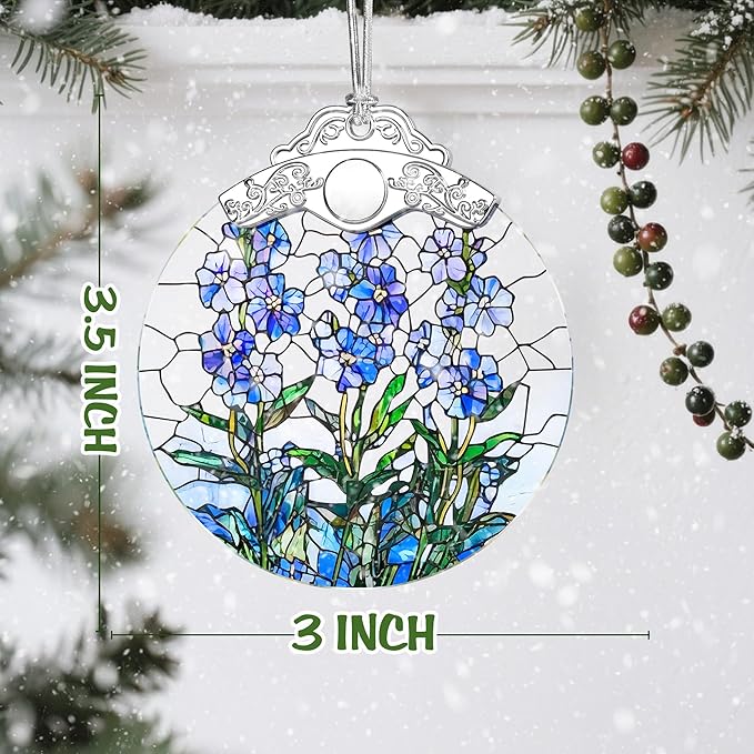 Christmas Ornaments: Stained Glass-Style July Birth Flower Ornament – Christmas Tree Decorations, Holiday Party Gifts, Mother's Day & Birthday Gifts for Women, Mom & Grandma | Birth Flower Gift